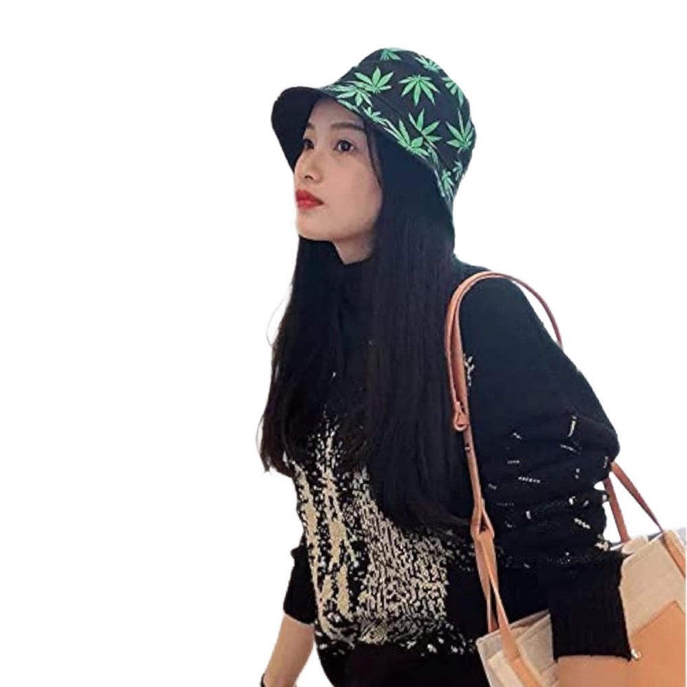 Weed bucket hat Stylish Black and Green Bucket Hat